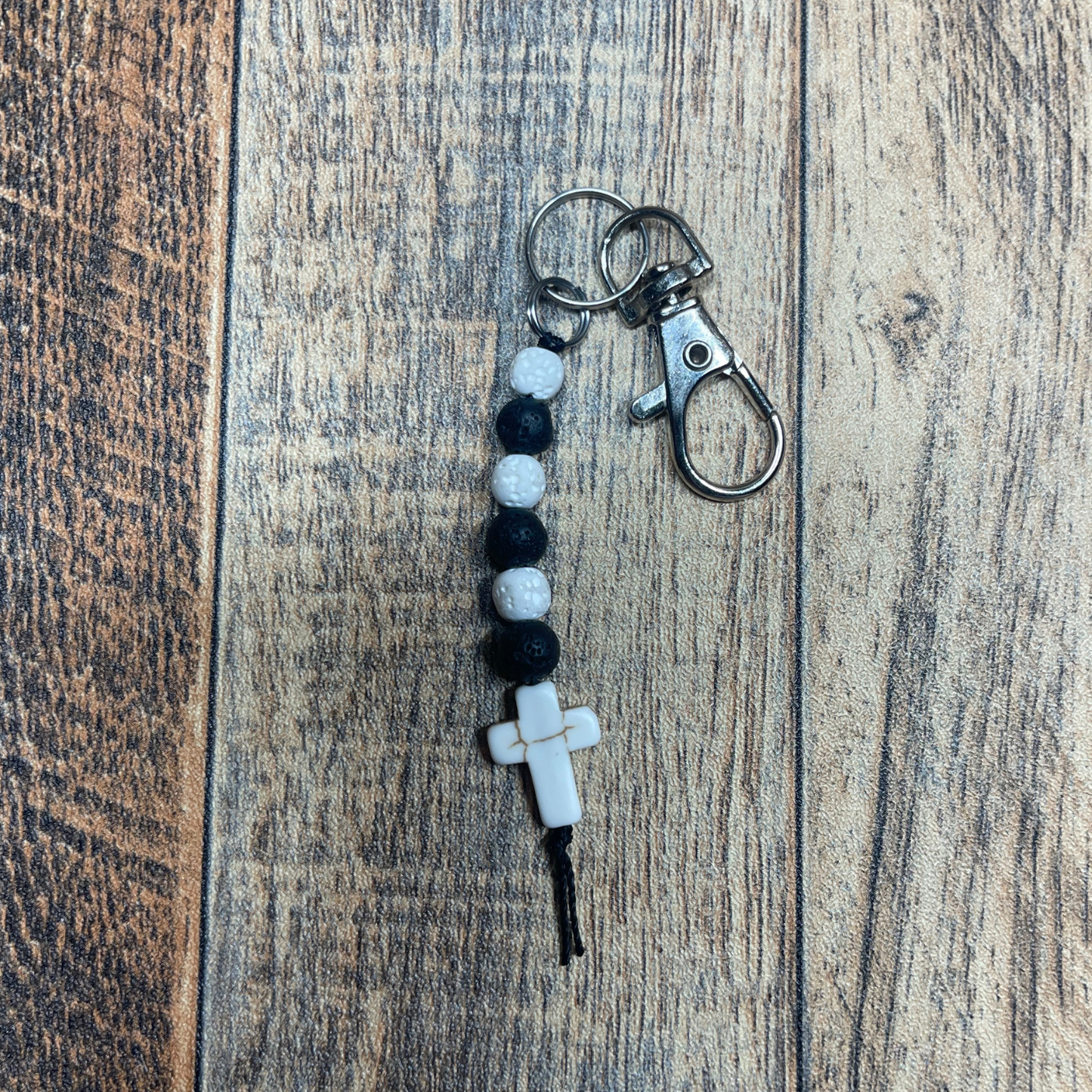 Small Black & White Cross Keychains