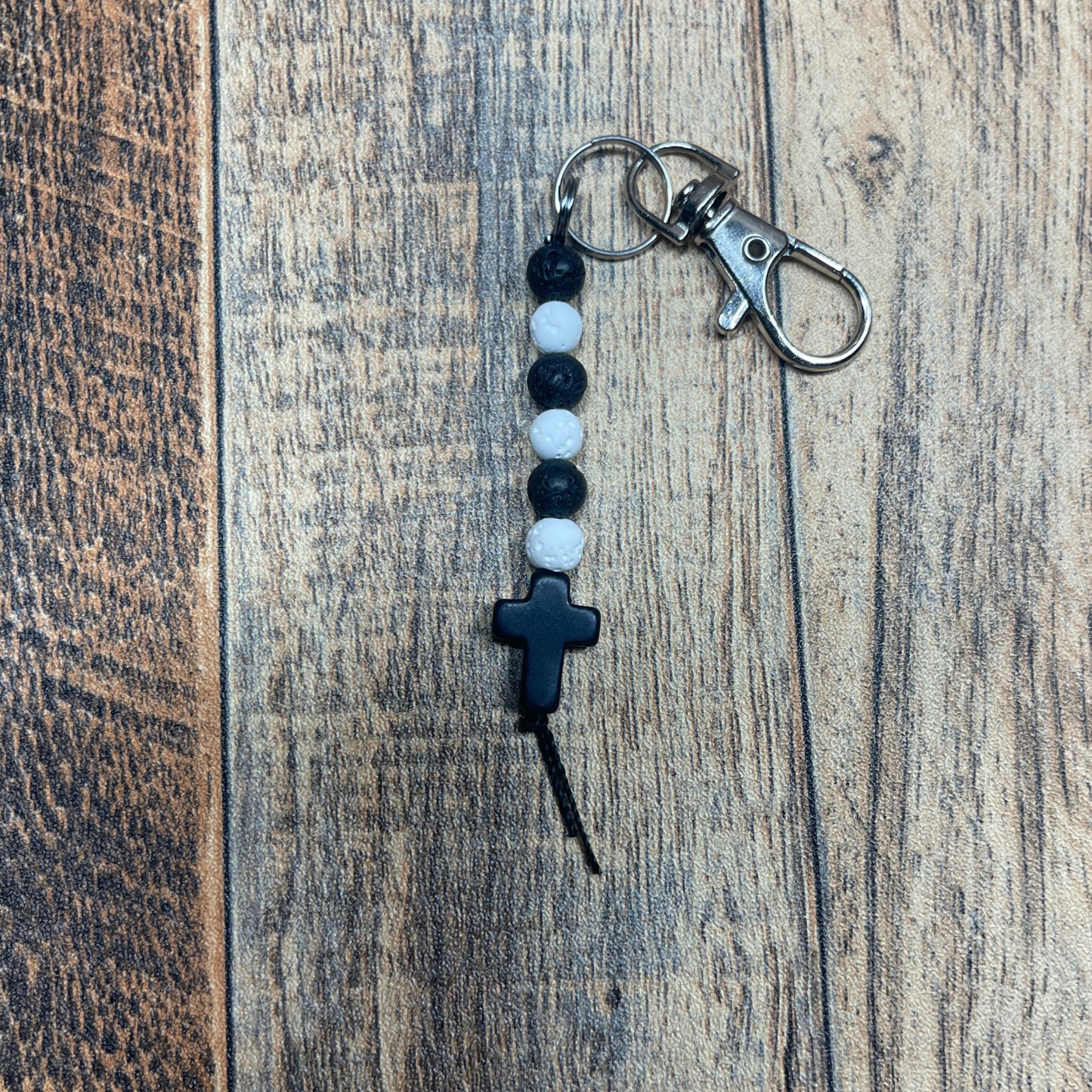 Small Black & White Cross Keychains