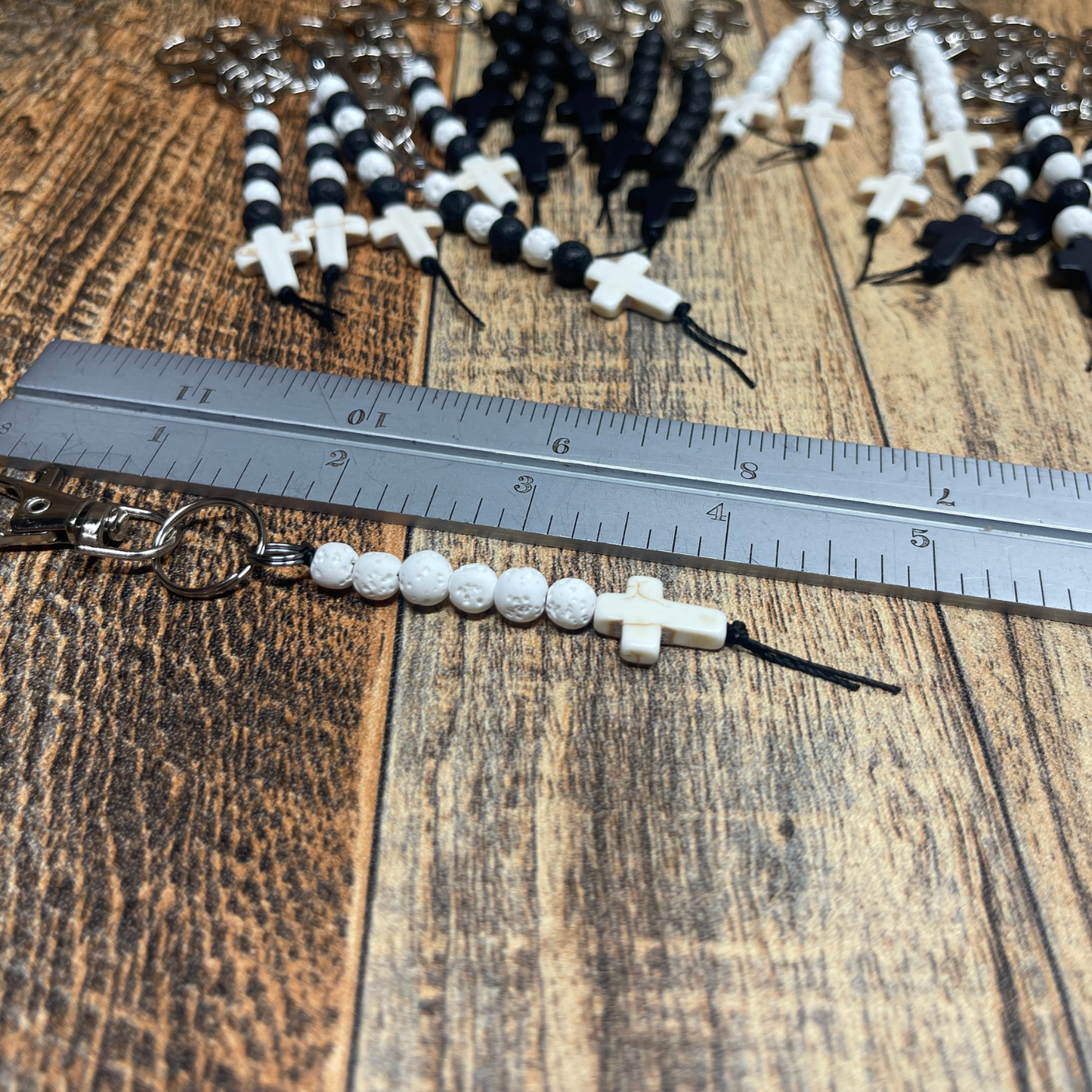 Small Black & White Cross Keychains