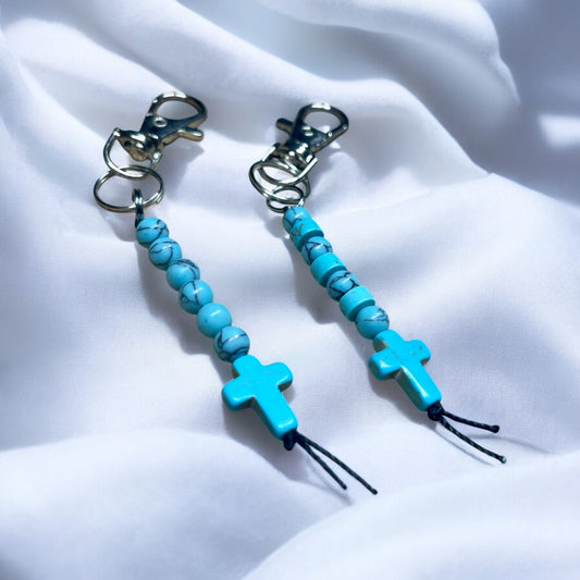 Small Turquoise Cross Keychain