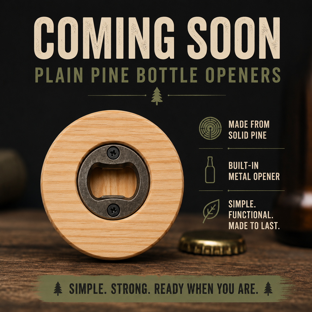 Plain Pine Wooden Bottle Opener