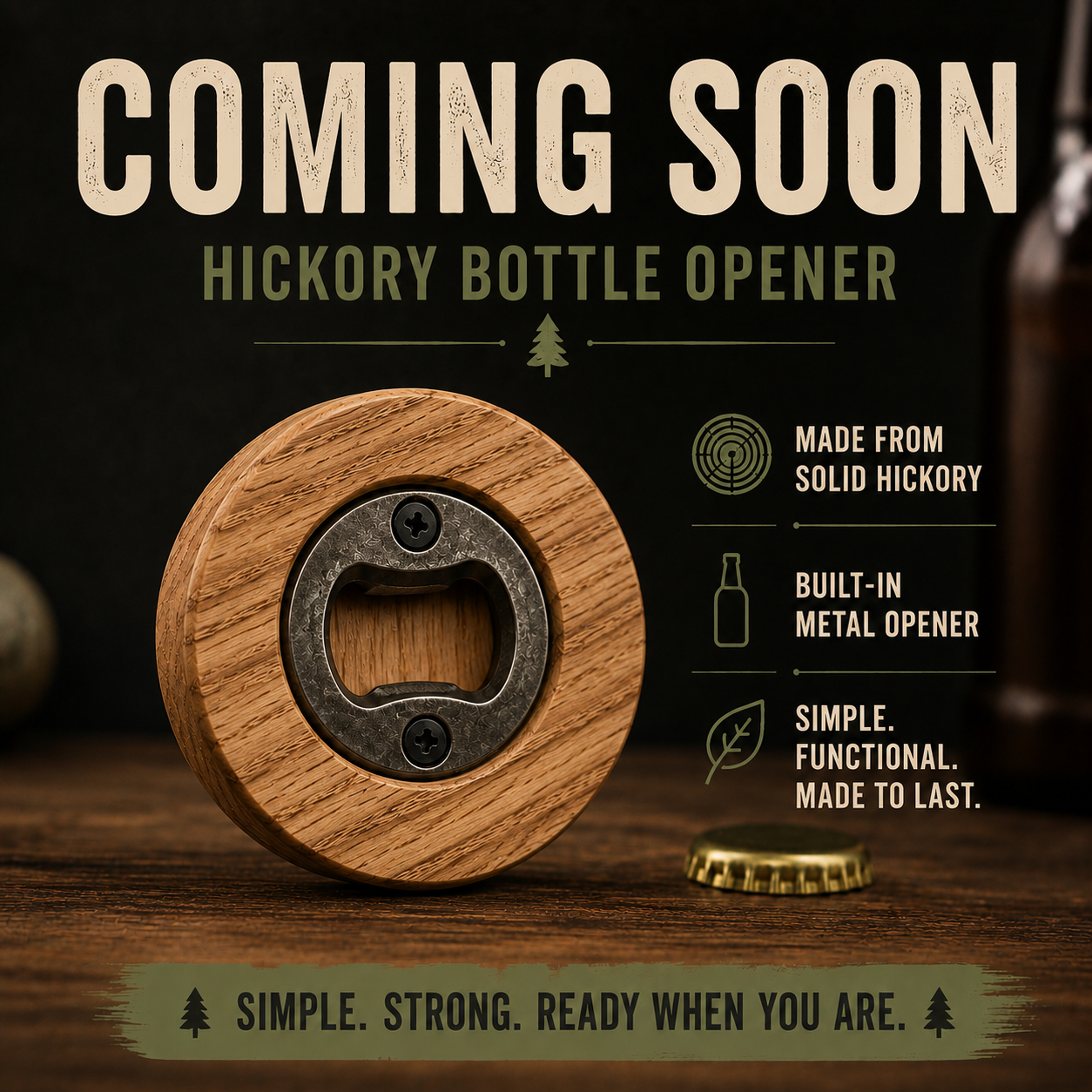Outlaw Cowboy Hickory Bottle Opener – Wooden Beer Bottle Opener