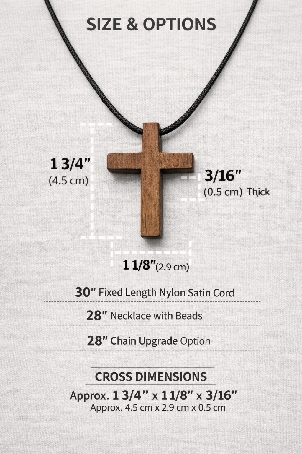 Handmade Wooden Cross Necklace
